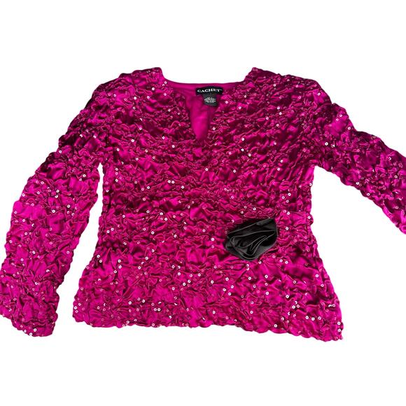 Vintage cachet pink sequin blouse sz small - Picture 1 of 5